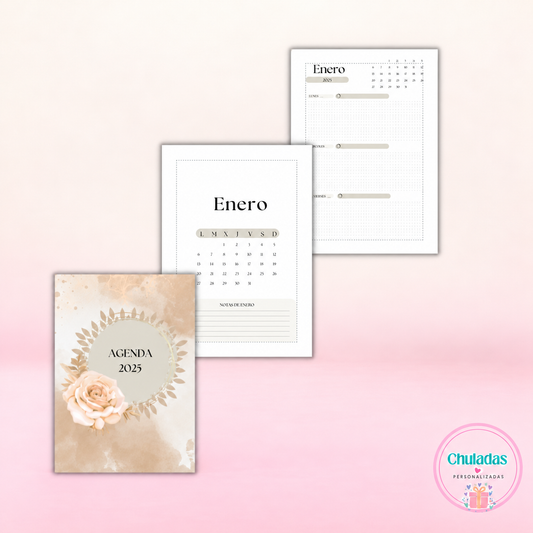 Agenda A5 Vintage Rose 2027 personalizada