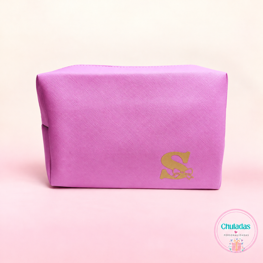 Neceser grande rosa con frase personalizado