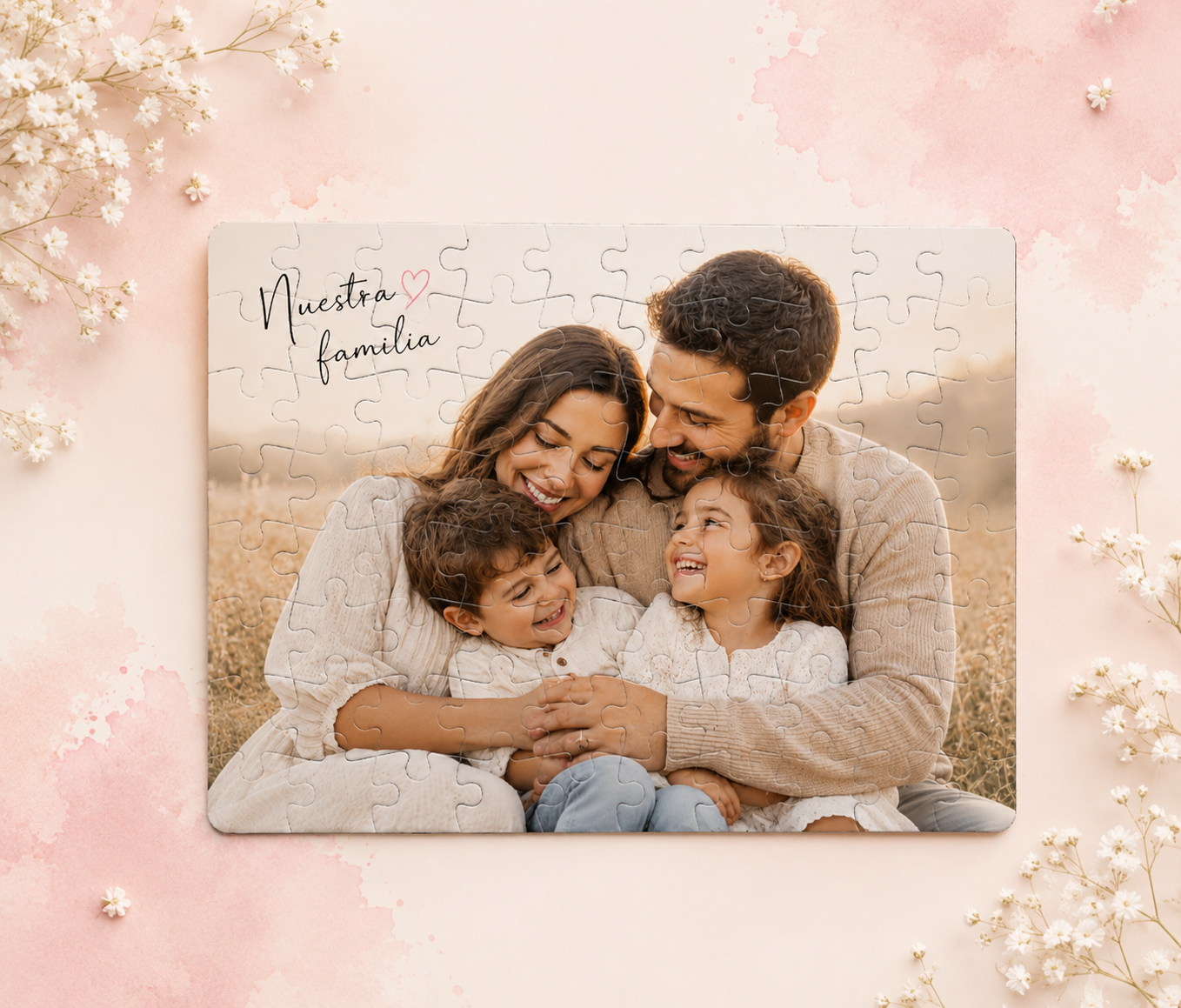 Puzzle personalizado tamaño a5 + saquito + caja regalo