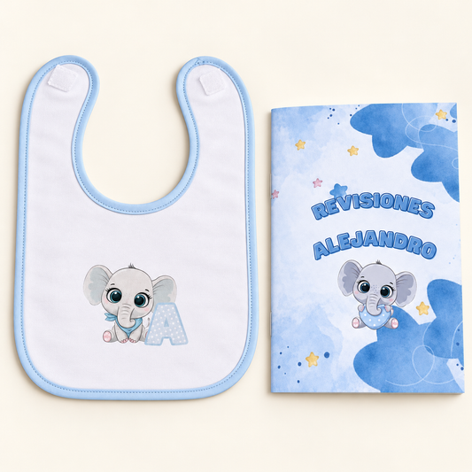 Cajita bebé personalizada: babero + libro